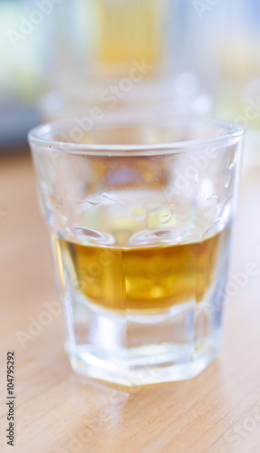 Alcohol shot glass on a table