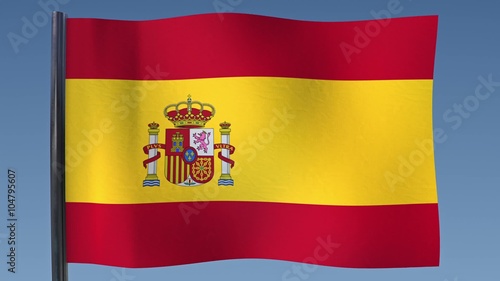 Wallpaper Mural Looping flag of Spain with a background of clear blue sky. Torontodigital.ca