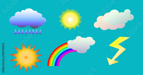 Weather clipart vector isolated icons for forecast