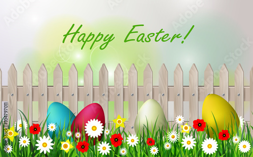 Easter background with easter eggs