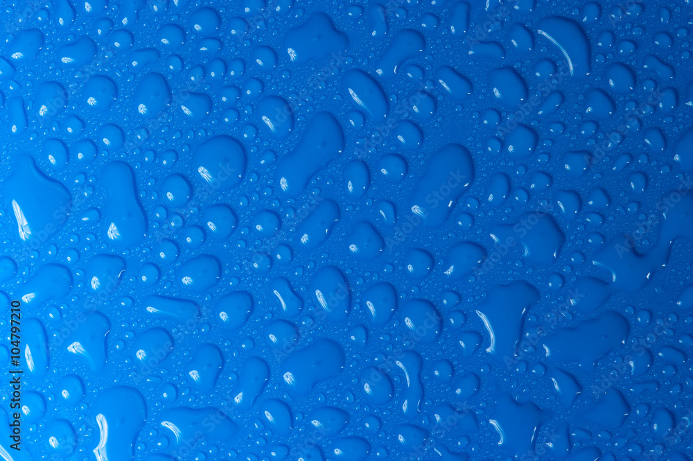 background of water drops on blue background of water drops on blue