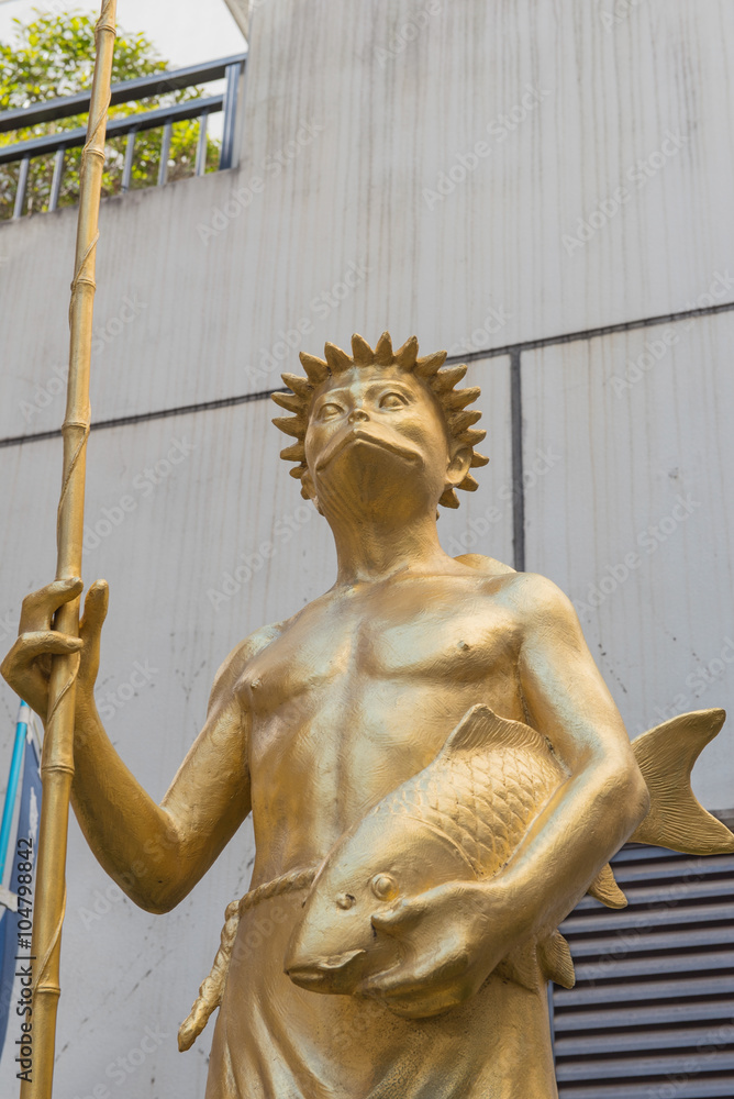 routine Tientallen Getuigen Asakusa,Tokyo, Japan - Feb. 10, 2016: Portrait of Golden kappa statue on  Kappabashi street. Stock Photo | Adobe Stock