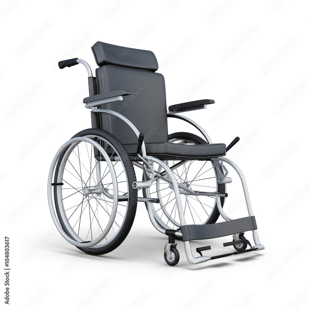 Fototapeta premium Wheelchair isolated on white background. 3d rendering.
