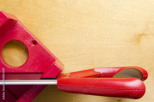 Cutting boards using the miter box and saw. photo