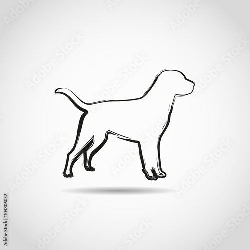 Dog logo painted by brush