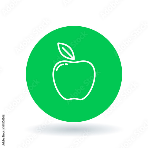 Apple icon. Apple fruit sign. Healthy apple symbol. White apple icon on green circle background. Vector illustration.