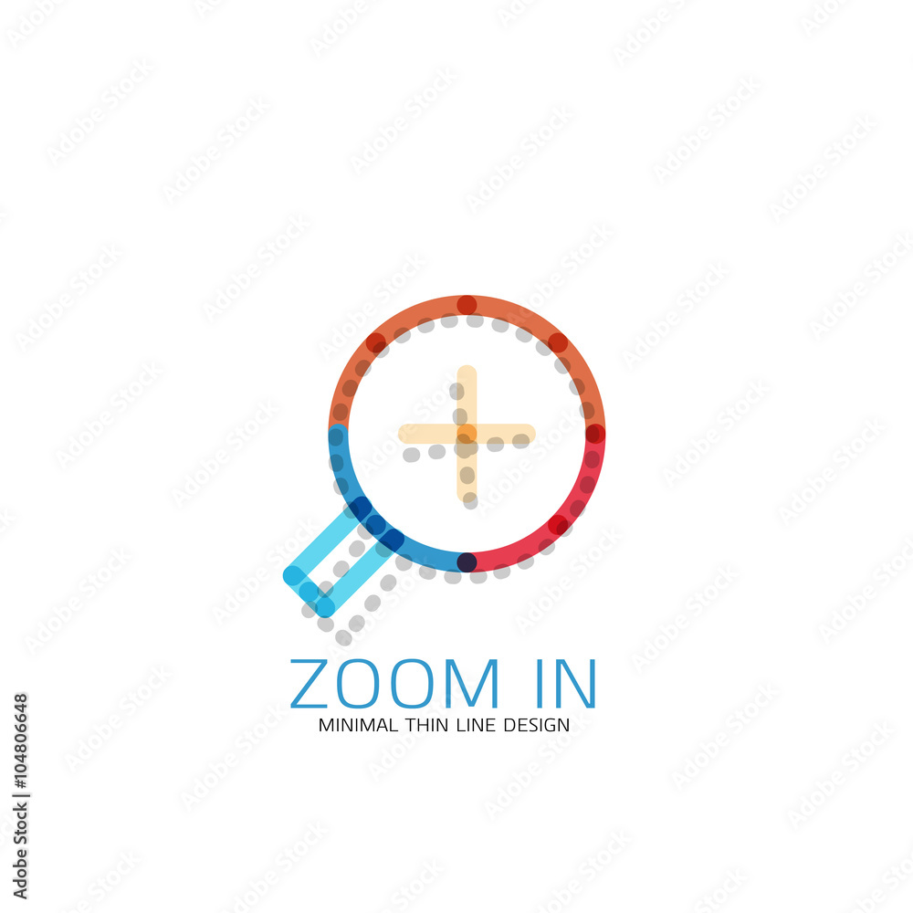 Vector thin line design logo magnifying glass, search and find or zoom logotype concept. Linear minimalistic business icon Vector thin line design logo magnifying glass, search and find or zoom logotype concept. Linear minimalistic business icon