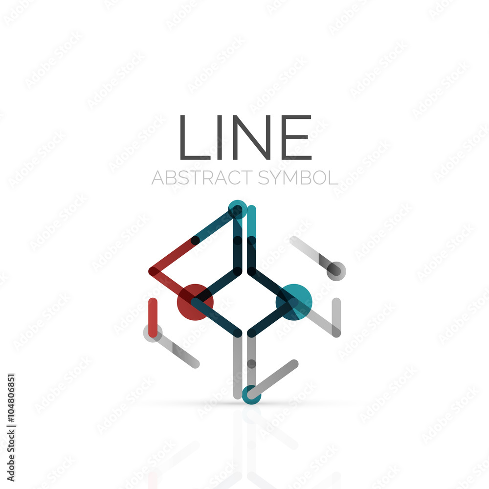 Linear abstract logo, connected multicolored segments of lines geometrical figure Linear abstract logo, connected multicolored segments of lines geometrical figure