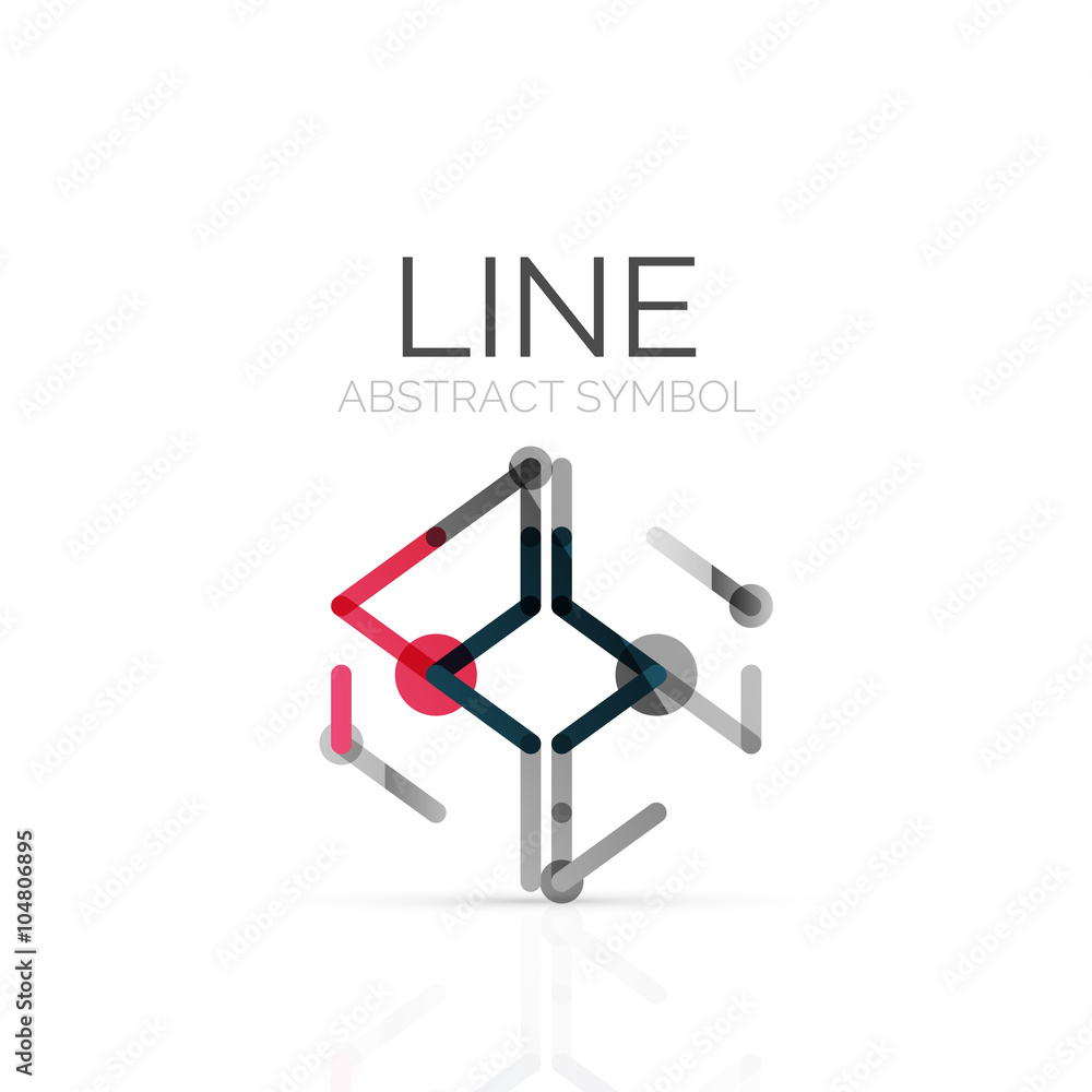 Linear abstract logo, connected multicolored segments of lines geometrical figure Linear abstract logo, connected multicolored segments of lines geometrical figure