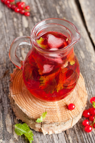 Refreshing summer ice tea or lemonade with fresh berry