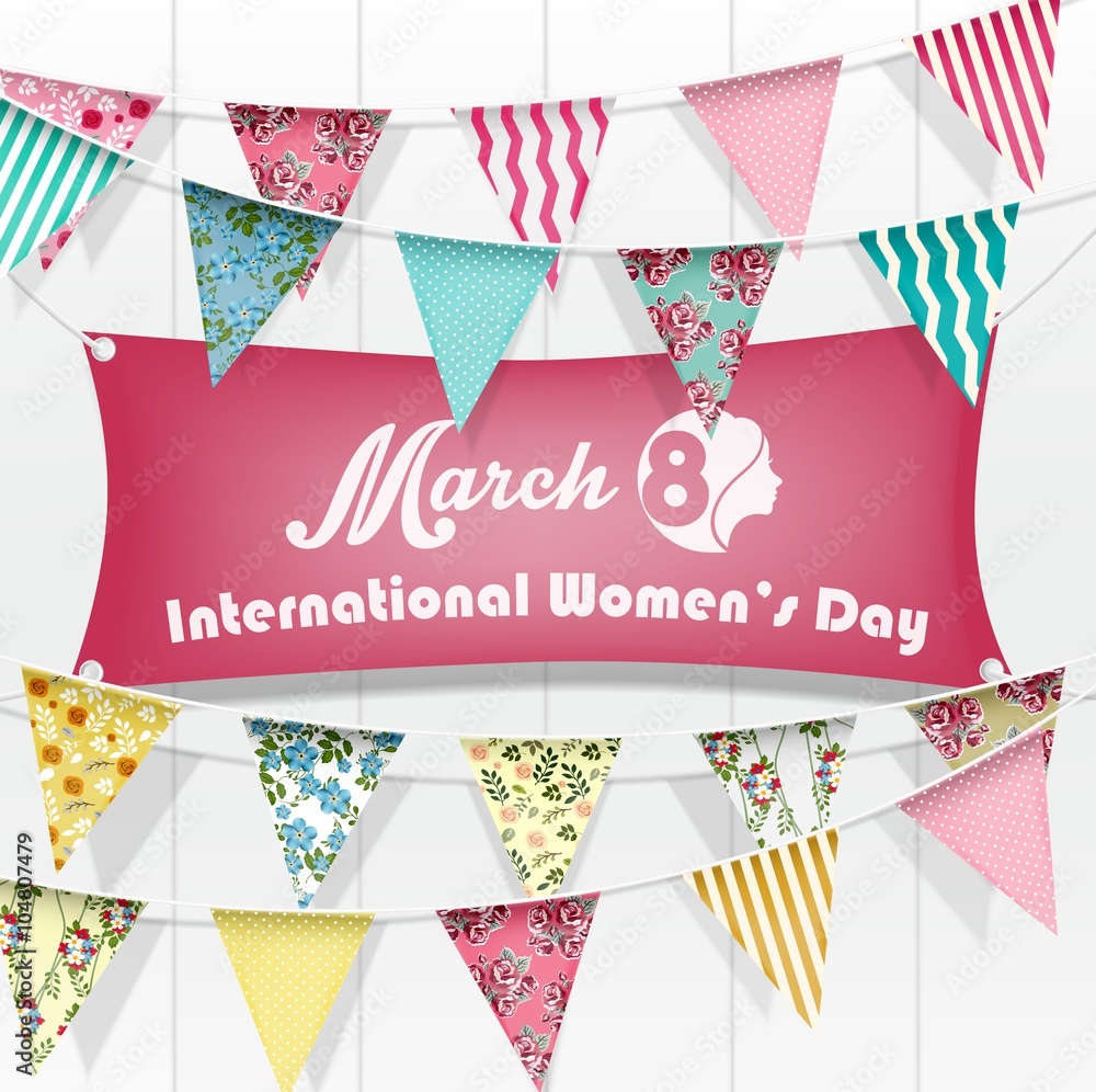 Obraz premium Women's day 8 march greeting card greeting on white wooden background