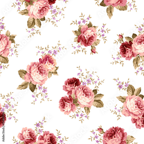 ロココ調の薔薇のシームレスパターン