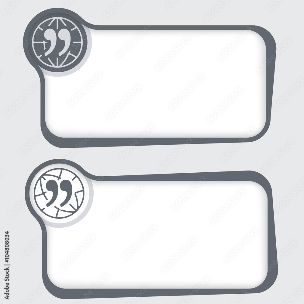 Set of two vector text frames and globe icon and quotation mark Set of two vector text frames and globe icon and quotation mark