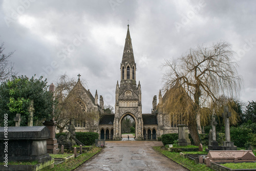 Church In Cemetery On Overcast Day London