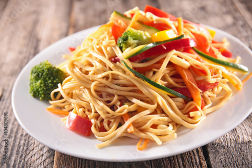 fried noodles and vegetables