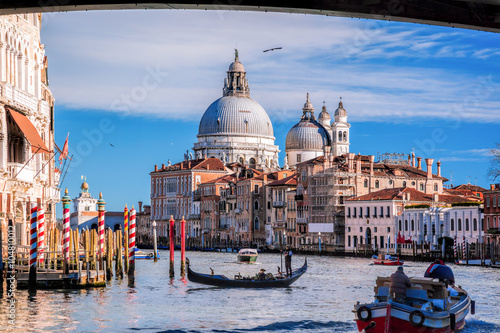 Grand Canal with gondola in Venice, Italy photo