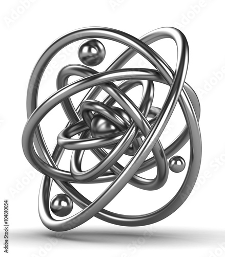 3d illustration. Metal molecule on a white background.