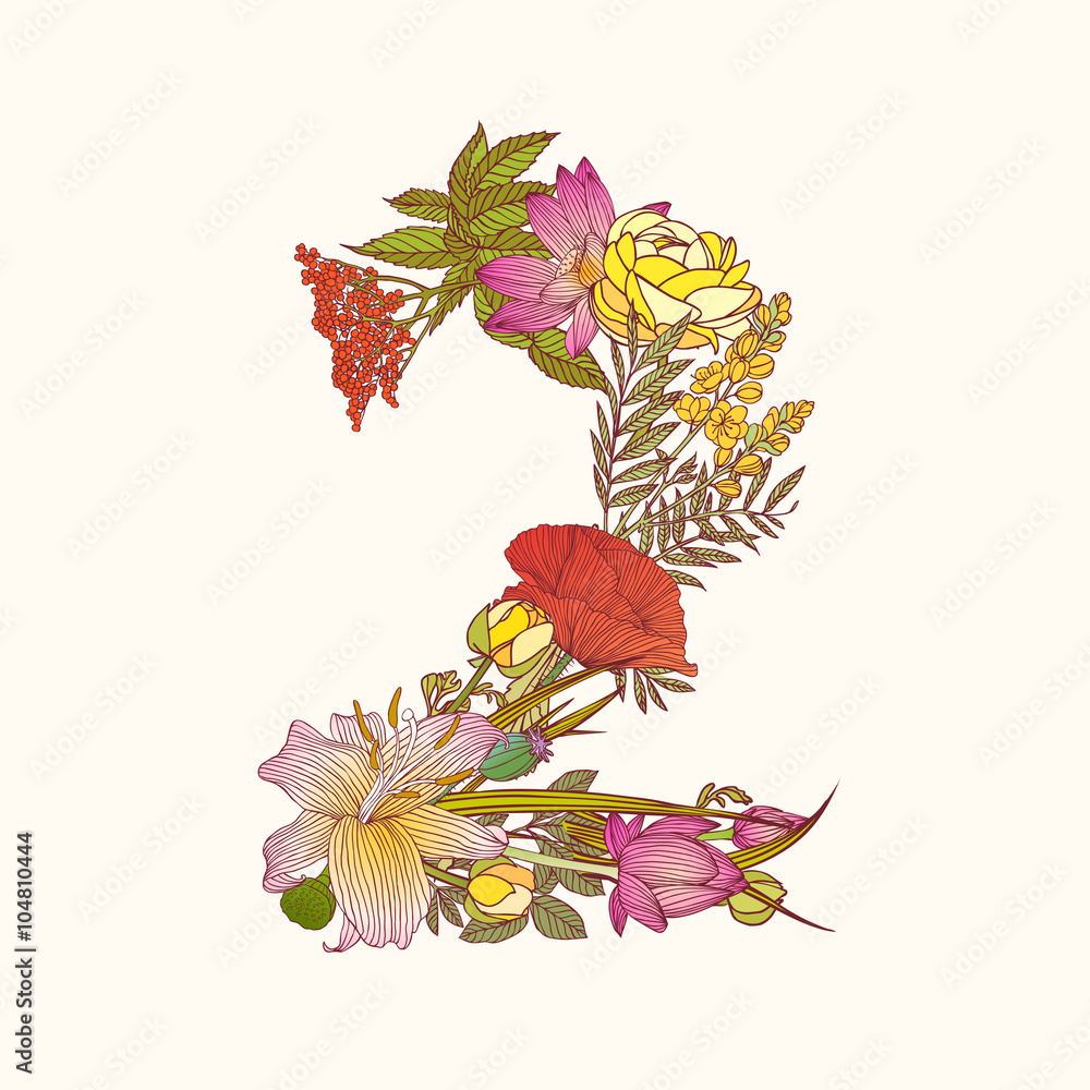 Fotografie Floral numeral figure 2