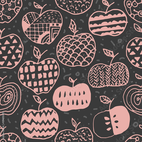 Apple doodle seamless pattern