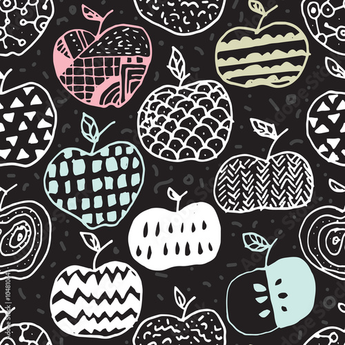 Apple doodle seamless pattern