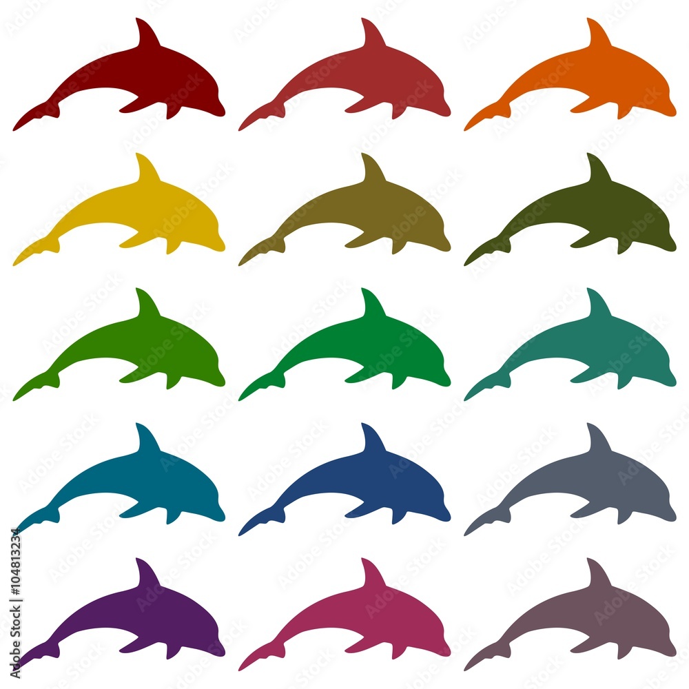 Dolphin Silhouette icons set Dolphin Silhouette icons set
