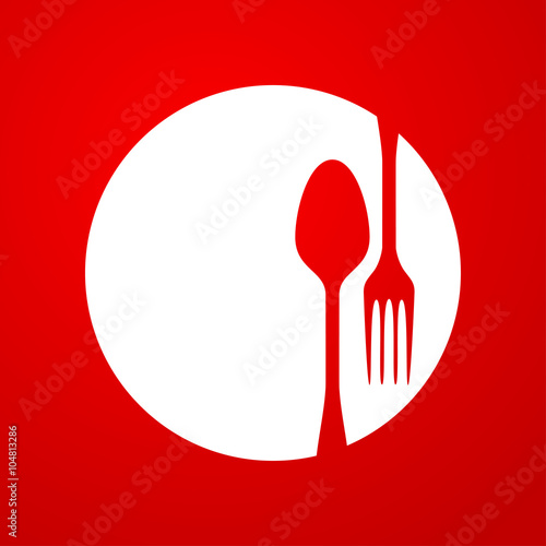 Icono plano cubiertos sobre fondo degradado #4