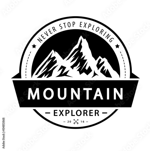 Mountain logo emblem. Adventure retro vector illustration.