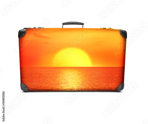 Koffer mit Sonnenuntergang