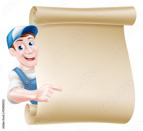 Pointing man scroll