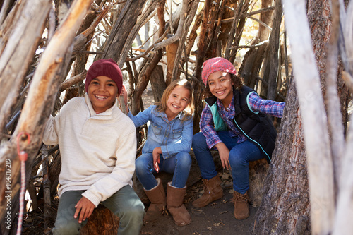 Photos Group Of Children Playing In Forest Camp Together