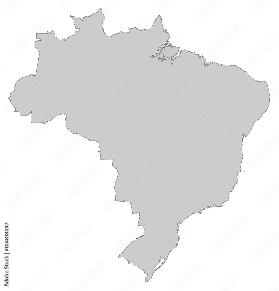 Karte von Brasilien - Grau (einzeln)