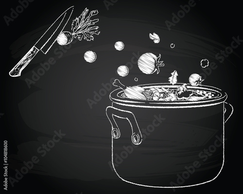 Cooking soup with vegetables