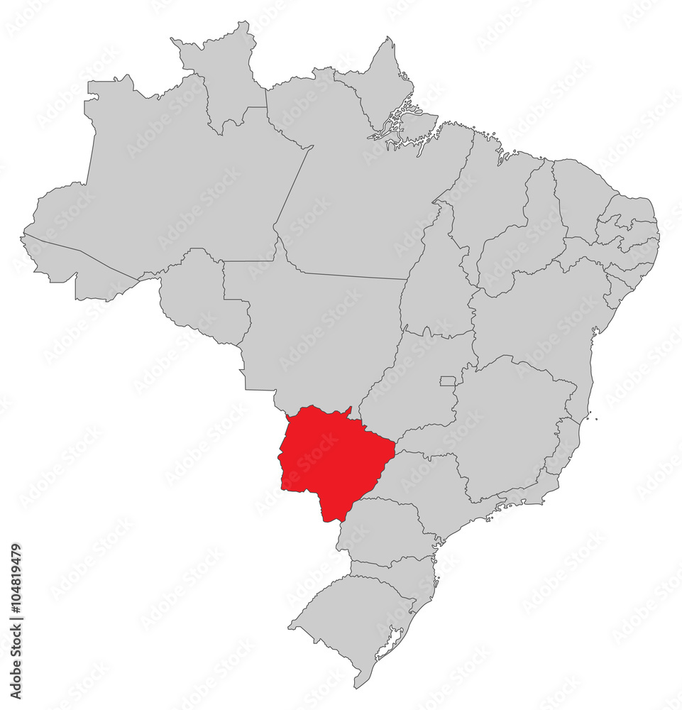 Obraz premium Karte von Brasilien - Mato Grosso do Sul