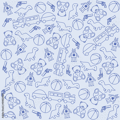 The background for a little boy. Blue background with cute items for child.