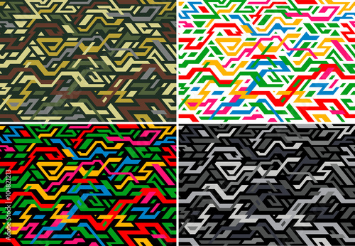 Set of abstract digitally seamless pattern 