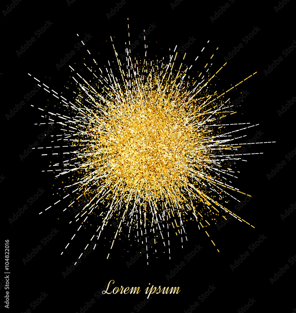Obraz premium Abstract gold background. Gold background for card. Gold glitter. Gold sparkles on black background.