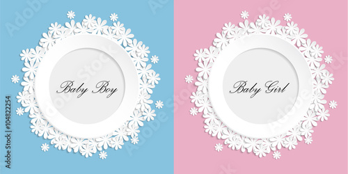 Baby girl and  baby boy paper flovers photo frame