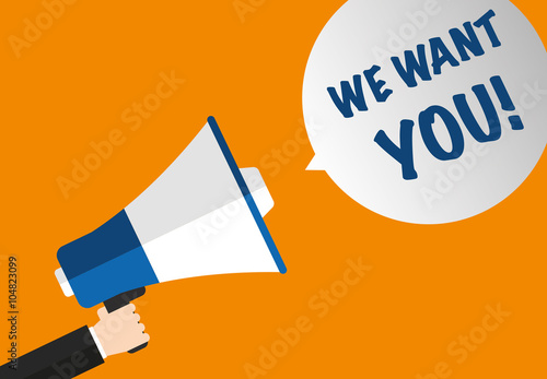 We want you! megaphone & speech bubble