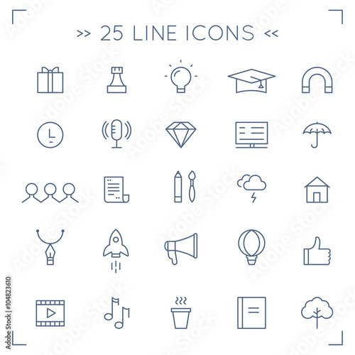 Web Community and Social Media Minimalistic Lined Vector Icons