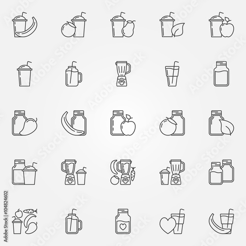 Smoothie icons vector set