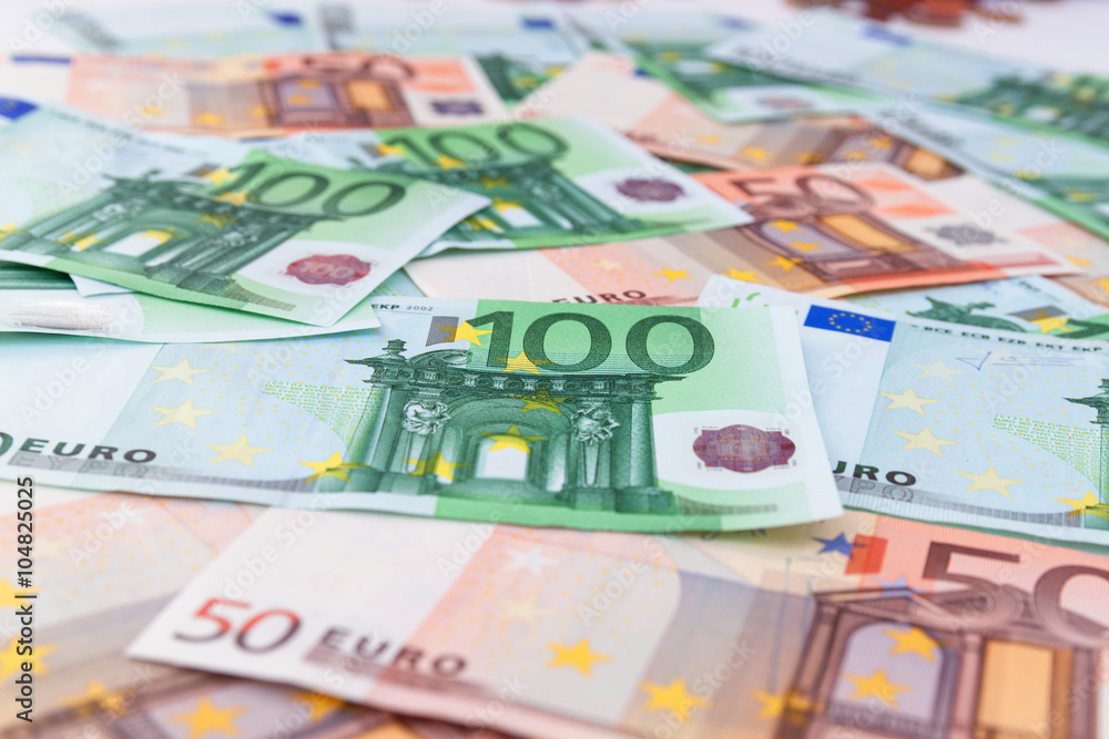 Many different euro banknotes Many different euro banknotes