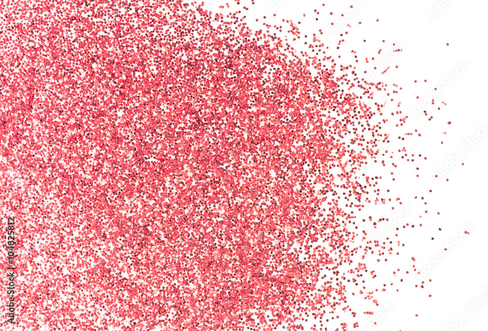Red glitter texture on white background Red glitter texture on white background