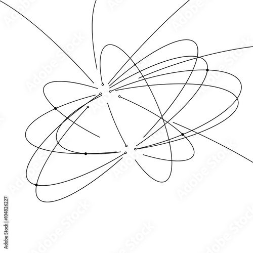 Vector orbit lines. Modern pattern with round stripes and points. Abstract crossing circle lines. Stylish lines and points technology illustration. Isolate digital elements.