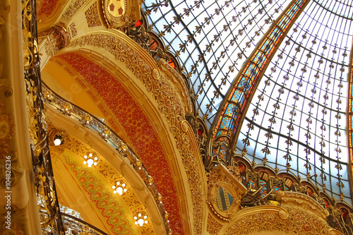 PARIS, FRANCE - SEPTEMBER 20, 2015: Galeries Lafayette interior