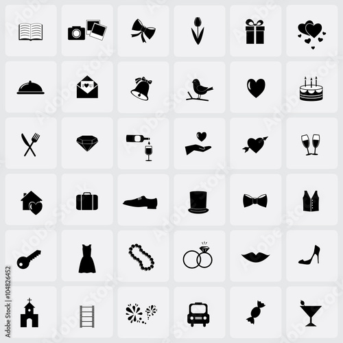 Wedding icon set. Vector art.
