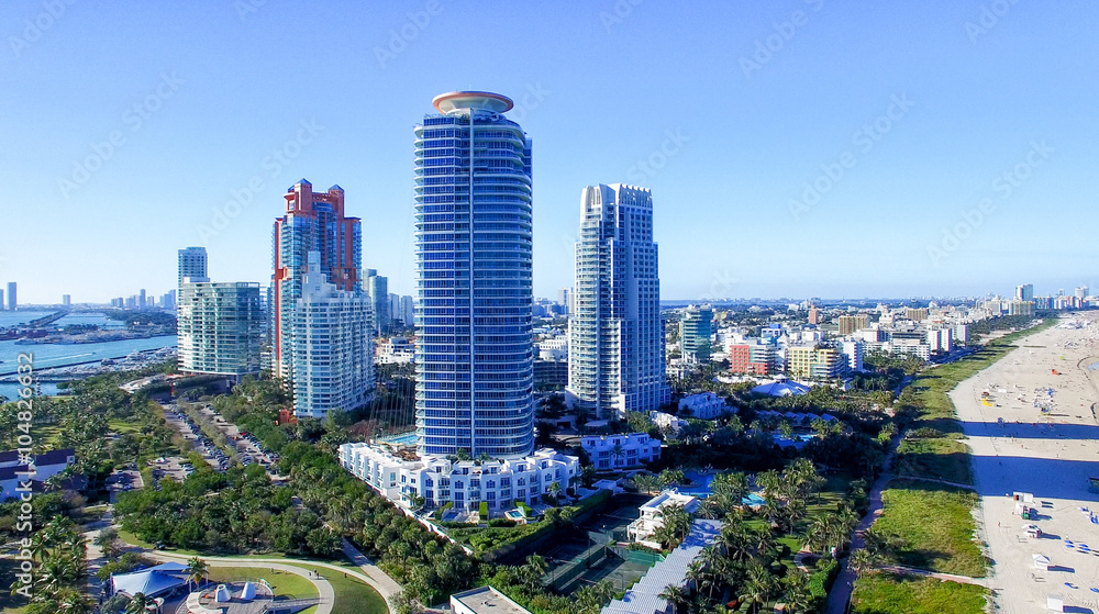 Naklejka premium South Pointe Park in Miami Beach, aerial view
