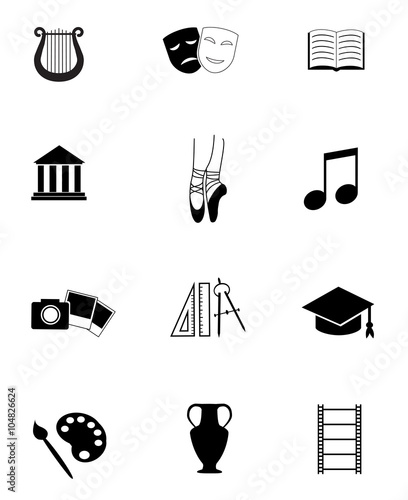 Culture and art - vector icon set.