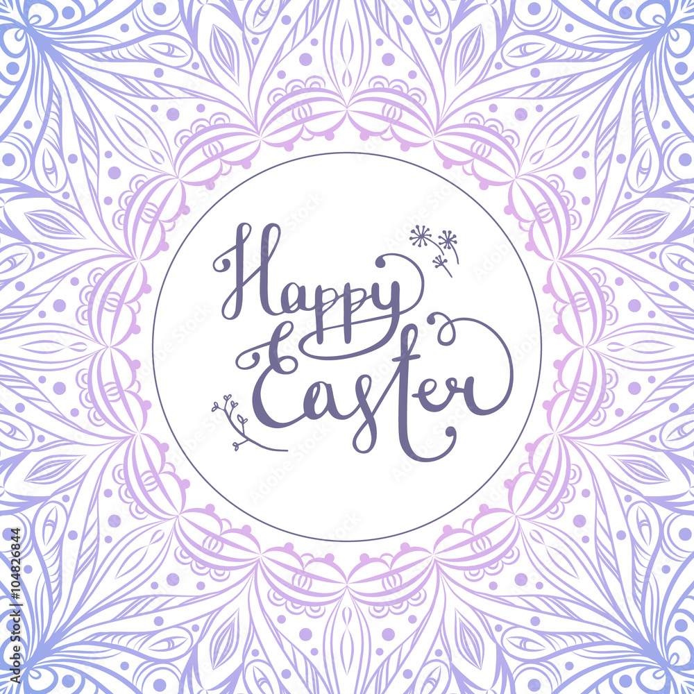 Hand written Easter phrases in a lace purple frame. Hand written Easter phrases in a lace purple frame.