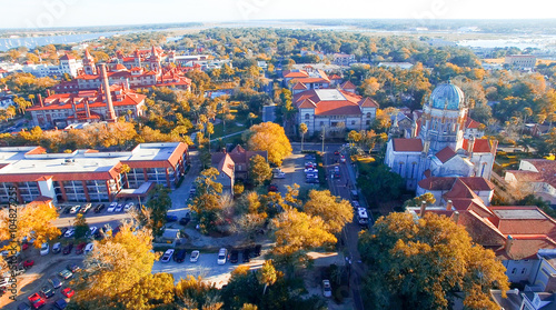 Saint Augustine, Florida. Aerial view at dusk