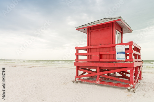 Colourful lifeguard house on the beach
